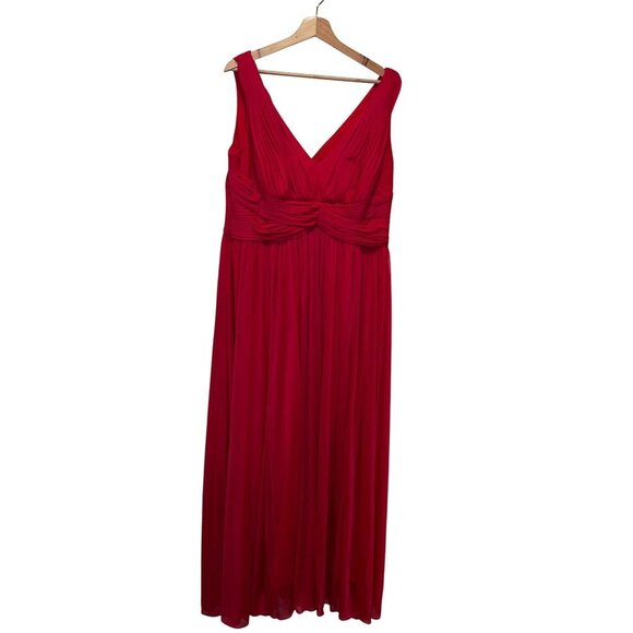 Alex Evenings Fuchsia Pleated V-Neck Sleeveless Gownt Dress Women Size 14W - Picture 1 of 7